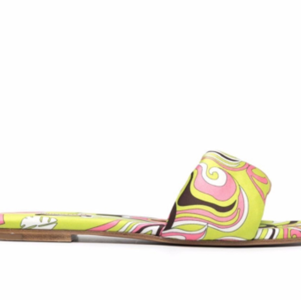 Emilio Pucci Vibrant Green Patterned Mules